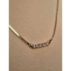 Vintage 4 Colorless Rhinestones 17 1/4" Inch Necklace Gold Tone Elegant Jewelry